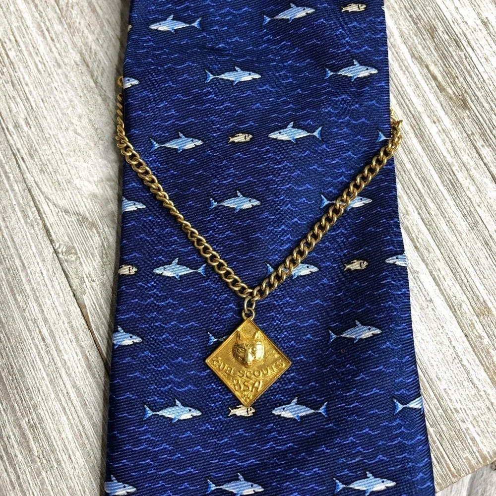 Vintage BSA Cub Boy Scouts Tie Bar Hanging Chain